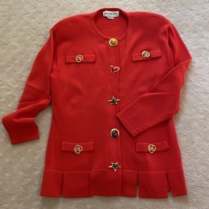 Rich and Levy Orange knit jacket and skirt